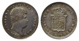 NAPOLI. Ferdinando II di Borbone (1830-1859). Carlino da 10 Grana 1834 Ag (2,28 g). Magliocca 630 R3. BB+/qSPL