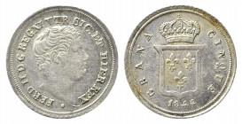 NAPOLI. Ferdinando II di Borbone (1830-1859). 5 grana 1844 contorno rigato. Ag 1,18 g). Magliocca 658/a. SPL