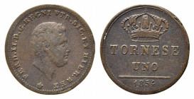 NAPOLI. Ferdinando II di Borbone (1830-1859). Tornese 1854 Cu (2,88 g). BB