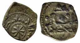 PALERMO. Guglielmo I (1154-1166). Frazione di Dirhem Mi (0,49 g). Iscrizione cufica. R/stella a otto raggi. Sp.96. qSPL