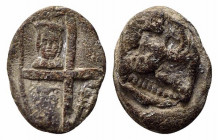 MANTOVA. Sigillo sec. XV. Pb (3,52 g). Stemma della città con busto di Virgilio.
