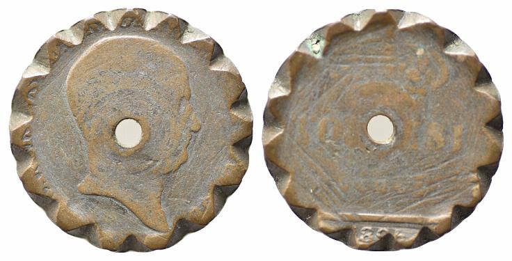 NAPOLI. Francesco I di Borbone. 10 tornesi 1825 - tondello lavorato per essere u...