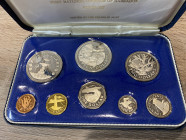 BARBADOS. Cofanetto con 8 monete serie 1973 di cui 3 in argento. Proof