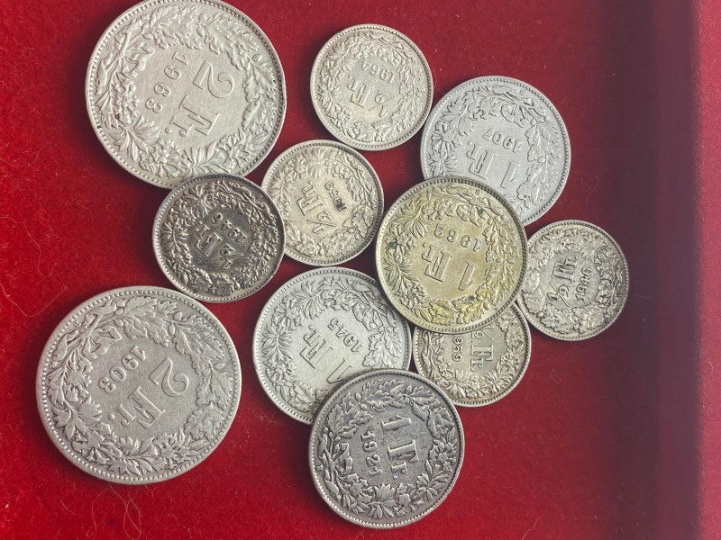 SVIZZERA. Lotto di 11 monete Ag. BB