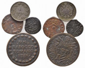 ZECCHE ITALIANE. Lotto di 4 monete (Clemente XIII Baiocco 1758; Castro quattrino; Clemente VIII quattrino 1600; Milano 1 kreuzer 1858). MB-BB