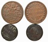 ZECCHE ITALIANE. Lotto di 2 monete (Napoli tornese 1854, Roma mezzo baiocco Pio VI). MB-BB