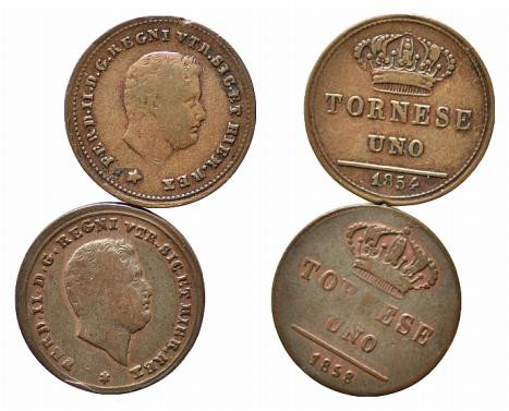 ZECCHE ITALIANE. Napoli. Ferdinando II di Borbone. Lotto di 2 monete. MB-BB