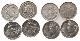 SAVOIA. Lotto di 4 monete da 20 centesimi (1918-1919-1920-1922). Conservazioni mediamente SPL