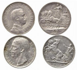 SAVOIA. Lotto di 2 monete Ag (10 lire 1927** - 2 lire 1912). BB-SPL