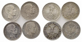 SAVOIA. Lotto di 4 monete Ag da 1 lira Aquila Sabauda (1901-1092-1905 R2 -1907). Conservazioni medie BB-SPL