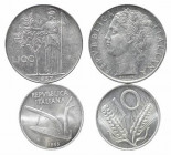 REPUBBLICA ITALIANA. Lotto di 2 monete - 100 lire 1957 - 10 lire 1965