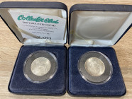 Lotto di 2 monete da 500 lire commemorative in argento con cofanetti Bolaffi. (Italia 1985 - Vaticano 1981). FDC