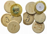 GETTONI. Lotto di 5 Gettoni Casinò la Mouillère di Besancon (Pitotto 06855) e Golfo del Tigullio. MB-BB