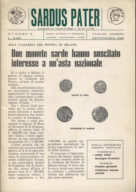 A.A.V.V. - Sardus Pater. Num. 2 Luglio-Agosto-Settembre 1983. Sassari, 1983. pp....