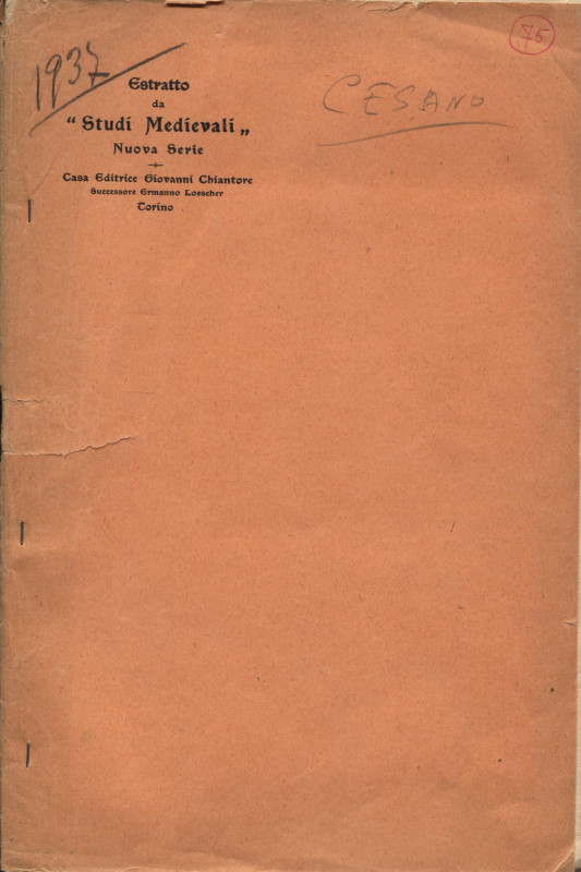 CESANO S. - Numismatica virgiliana. Torino, 1937. pp. 145-153, tavv. 1, + ill. n...