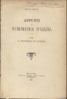 GNECCHI F. Appunti di Numismatica italiana N° XVI. Il ripostiglio di Cavriana. Milano, 1897. pp. 11, con ill. nel testo. brossura editoriale, buono st...