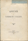 GNECCHI E. - Appunti di numismatica italiana N° I. Tre Luigini inediti di Campi. Milano, 1890. pp. 12, con ill. nel testo. brossura editoriale, buono ...
