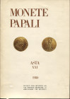 KUNST und MUNZEN. - Catalogo n°XXI. Lugano 14- 5- 1980. Monete Papali 
 nn. 1036, tavv. 95 ril.editoriale. Splendida collezione di monete papali prezz...