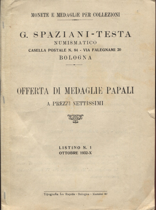 SARTI F. - Catalogo speciale di monete italiane dalla fine del secolo XVIII ai g...