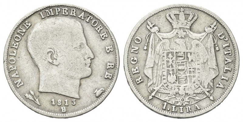BOLOGNA
Napoleone I Re d'Italia, 1805-1814. Lira 1813, II tipo, puntali sagomat...