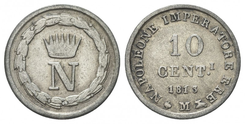 MILANO
Napoleone I Re d'Italia, 1805-1814. 10 Centesimi 1813.
Mi gr. 1,89
Dr....