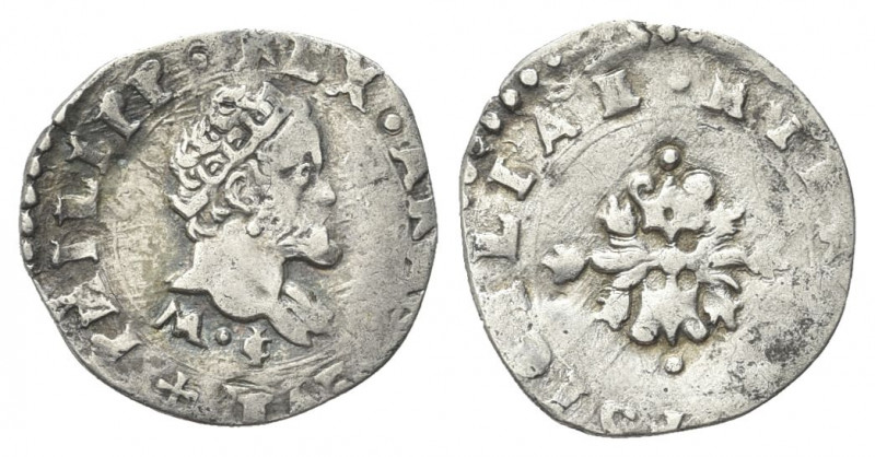 NAPOLI
Filippo II di Spagna, Re di Napoli e di Sicilia 1554-1598. Mezzo Carlino...