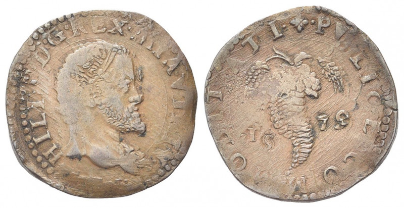 NAPOLI
Filippo II di Spagna, Re di Napoli e di Sicilia 1554-1598. Tornese 1579 ...