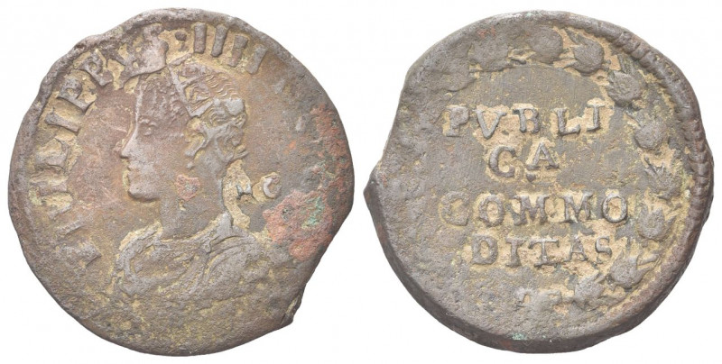 NAPOLI
Filippo IV di Spagna, 1621-1665. Pubblica 1622-23.
Æ gr. 14,19
Dr. PHI...