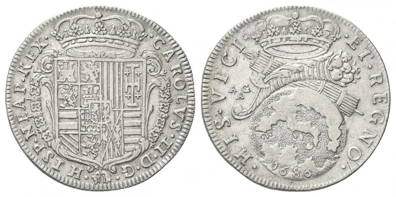 NAPOLI
Carlo II di Spagna, Re di Napoli e Sicilia, 1665-1700. Tarì 1686.
Ag gr...