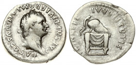 Roman Empire 1 Denarius (80-81) Domitianus 81 - 96 . Rome. Obverse: CAESAR DIVI F DOMITIANVS COS VII; Laureate head right. Reverse: PRINCEPS IVVENTVTI...