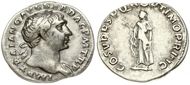 Roman Empire 1 Denarius (98-117) Traianus 98-117. Rome. Obverse: IMP TRAIANO AVG...
