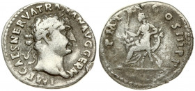 Roman Empire 1 Denarius (101-102) Traianus 98-117. Rome. Obverse: IMP CAES NERVA TRAIAN AVG GERM. Laureate head on the right. Reverse: P M TR P COS II...