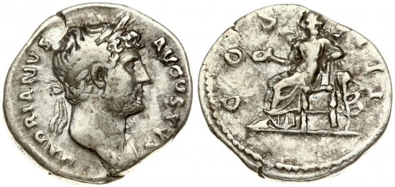 Roman Empire 1 Denarius (125-128) Hadrian 117-138. Rome. Obverse: HADRIANVS AVGV...
