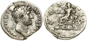 Roman Empire 1 Denarius (125-128) Hadrian 117-138. Rome. Obverse: HADRIANVS AVGVSTVS; laureate head right; slight drapery on left shoulder. Reverse: C...