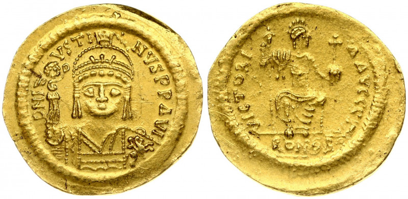 Byzantine Empire 1 Solidus(565-578) Justin II (565-578) Obverse: Helmeted facing...