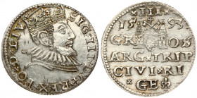 Latvia 3 Groszy 1593 Riga. Sigismund III Vasa(1587-1632). Obverse: Crowned bust right. Reverse: Value and coat of arms over the city sign. Silver. Ige...