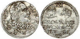 Latvia Courland 3 Groszy 1598 Mitau. Wilhelm Kettler(1587-1616). Obverse: Bust facing right surrounded by legend. Reverse: Eagle beside horseman above...