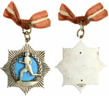 Latvia Sport Badge (1920-1930) K. Wihtolin Riga. Silver Enamel. Weight approx: 19.60 g. Diameter: 45x41 mm
