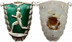 Latvia Sport Badge (1920-1930) K. Wihtolin Riga. Silver. Enamel. Weight approx: 14.75 g. Diameter: 38x33 mm