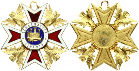 Latvia Liepaja Medal (1920-1930) Schlaraffia Libavia. Brass. Gilding. Enamel. Weight approx: 16.86 g. Diameter 48x47mm.