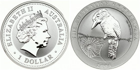 Australia 1 Dollar 2008 Australian Kookaburra. Elizabeth II (1952-). Obverse: 4th portrait of Queen Elizabeth II facing right wearing the Girls of Gre...