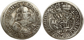 Austria OLMÜTZ 6 Kreuzer 1674 Karl II(1664-1695). Obverse: Large bust right. Reverse: Round arms; date divided by mitre and crown. Silver. KM 236.2