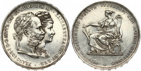 Austria 2 Gulden MDCCCLXXIX (1879) Silver Wedding Anniversary. Franz Joseph I(1848-1916). Obverse: Conjoined heads right. Obverse Legend: FRANC•IOS•I•...