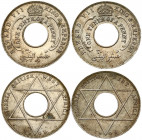 British West Africa 1/10 Penny 1908 Edward VII(1901-1910). Obverse: Crown above center hole, denomination around hole in English; in Arabic beneath. O...