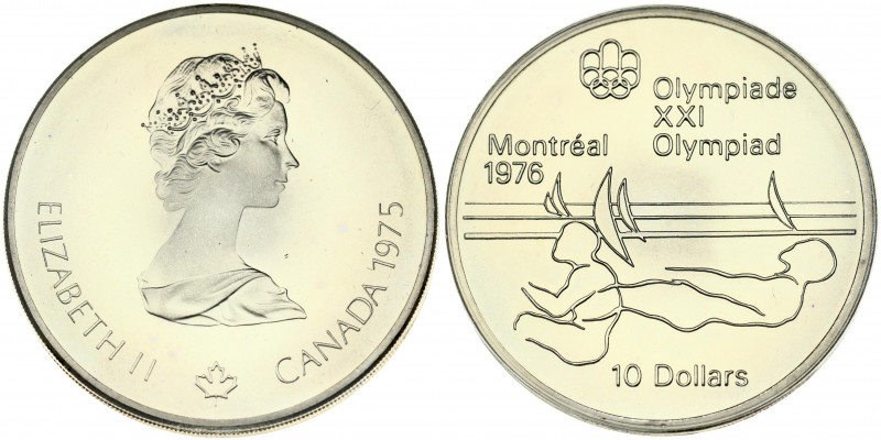 Canada 10 Dollars 1975 1976 Montreal Olympics. Elizabeth II(1952-). Obverse: You...