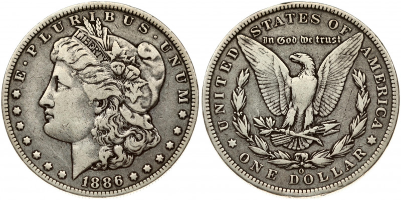 USA 1 Dollar 1886 O 'Morgan Dollar' New Orleans. Averse: Liberty head; facing le...