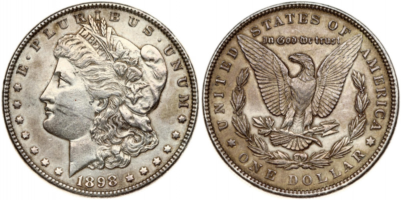 USA 1 Dollar 1898 'Morgan Dollar' Philadelphia. Obverse: Liberty head; facing le...