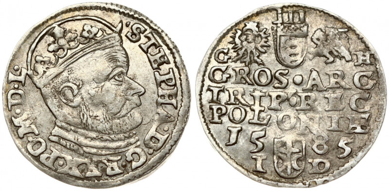 Poland 3 Groszy 1585 Olkusz Stephen Bathory(1576–1586). Oberse: Crowned bust. Re...