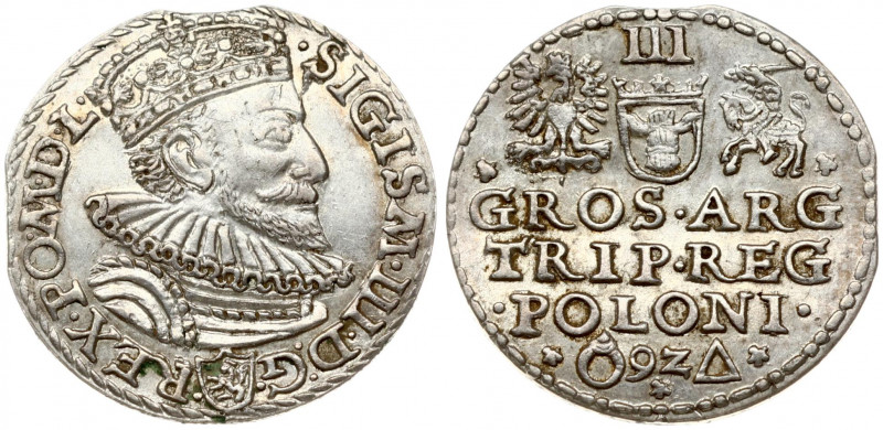 Poland 3 Groszy 1592 Malbork. Sigismund III Vasa (1587-1632). Obverse: Crowned b...