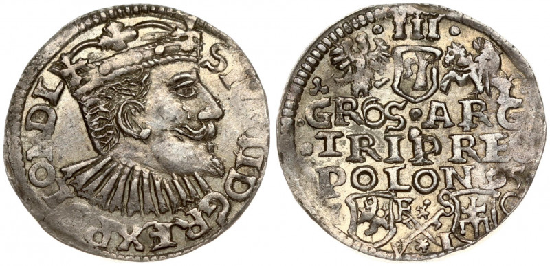 Poland 3 Groszy 1595 Bydgoszcz Sigismund III Vasa (1587-1632). Obverse: Crowned ...